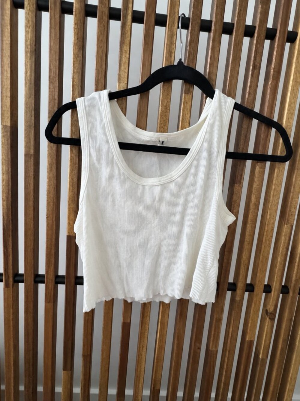 Elwood White Ribbed Cropped Tank Top